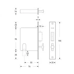 Halliday Baillie HB 690 Flush Pull Privacy Lock (690/35)