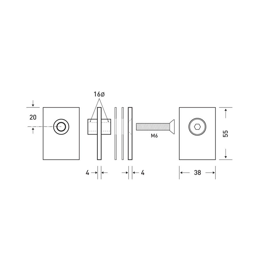 Halliday Baillie WALL HARDWARE HB 552 Glass Fixing Kit 2 Halliday Baillie WALL HARDWARE HB 552 Glass Fixing Kit