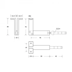 Halliday Baillie HB 550 / HB 555 Handrail Bracket WALL HARDWARE